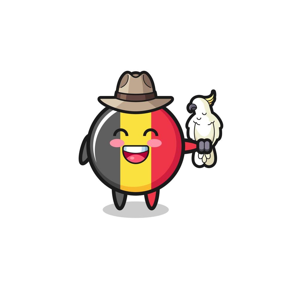 belgische vlag dierenverzorger mascotte met een papegaai vector