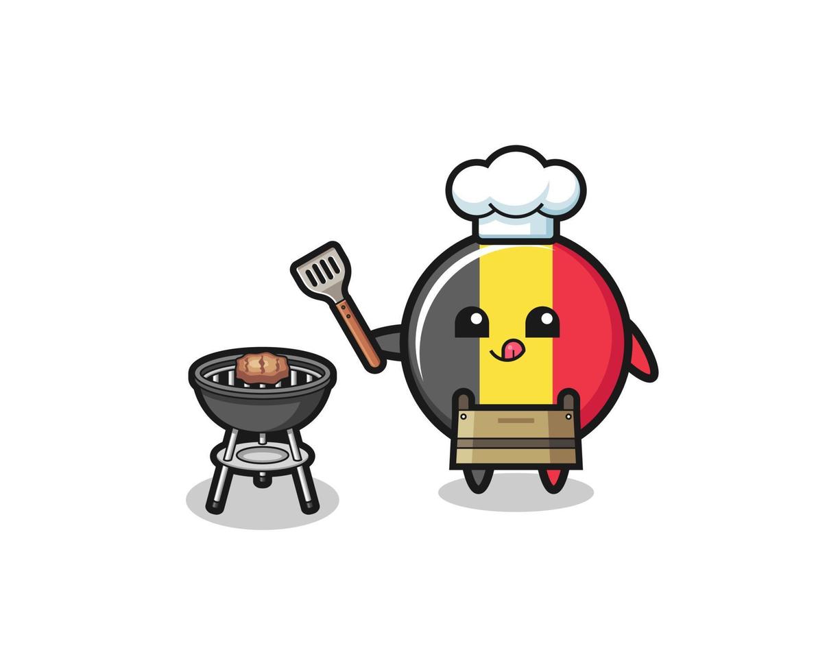 belgische vlag barbecue chef met een grill vector