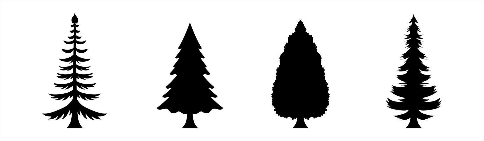 verschillende kerstboom silhouet vector