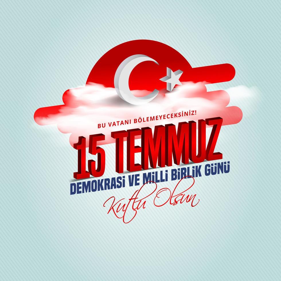 vectorillustratie. Turkse feestdag. vertaling uit het turks, de dag van de democratie en de nationale eenheid van turkije, veteranen en martelaren van 15 juli. met vakantie vector