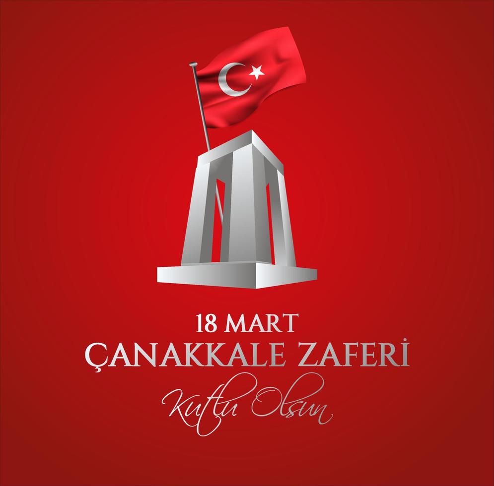 vectorillustratie. 18 mart canakkale zaferi nationale feestdag, 1915 de dag van de Ottomanen overwinning canakkale overwinning monument. overwinning van canakkale fijne vakantie vector