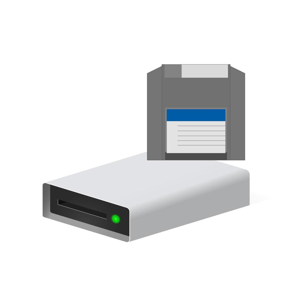 volumetrische diskette en diskdrive voor personal computer vector