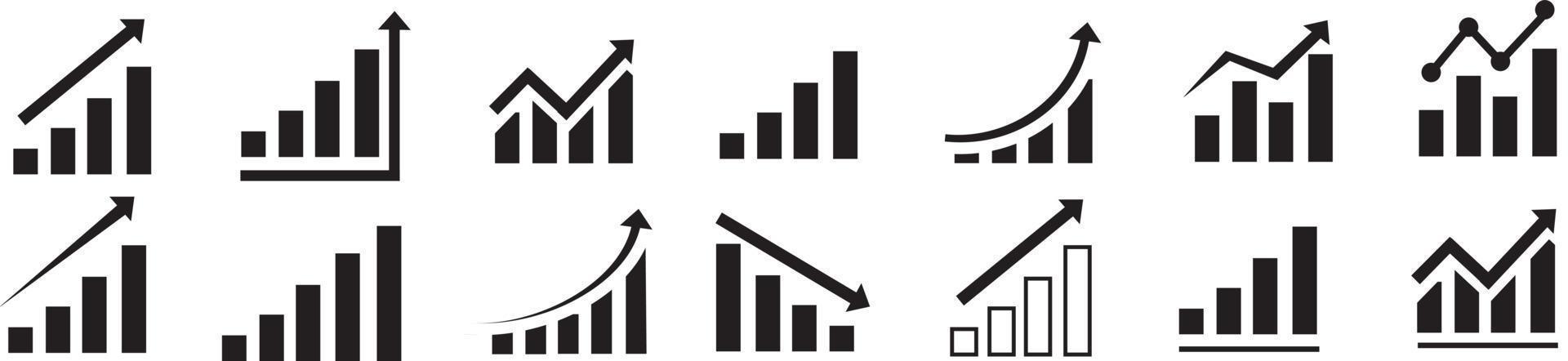 groei icoon. winst groeiende pictogrammen instellen. groeiend grafieksymbool. vector