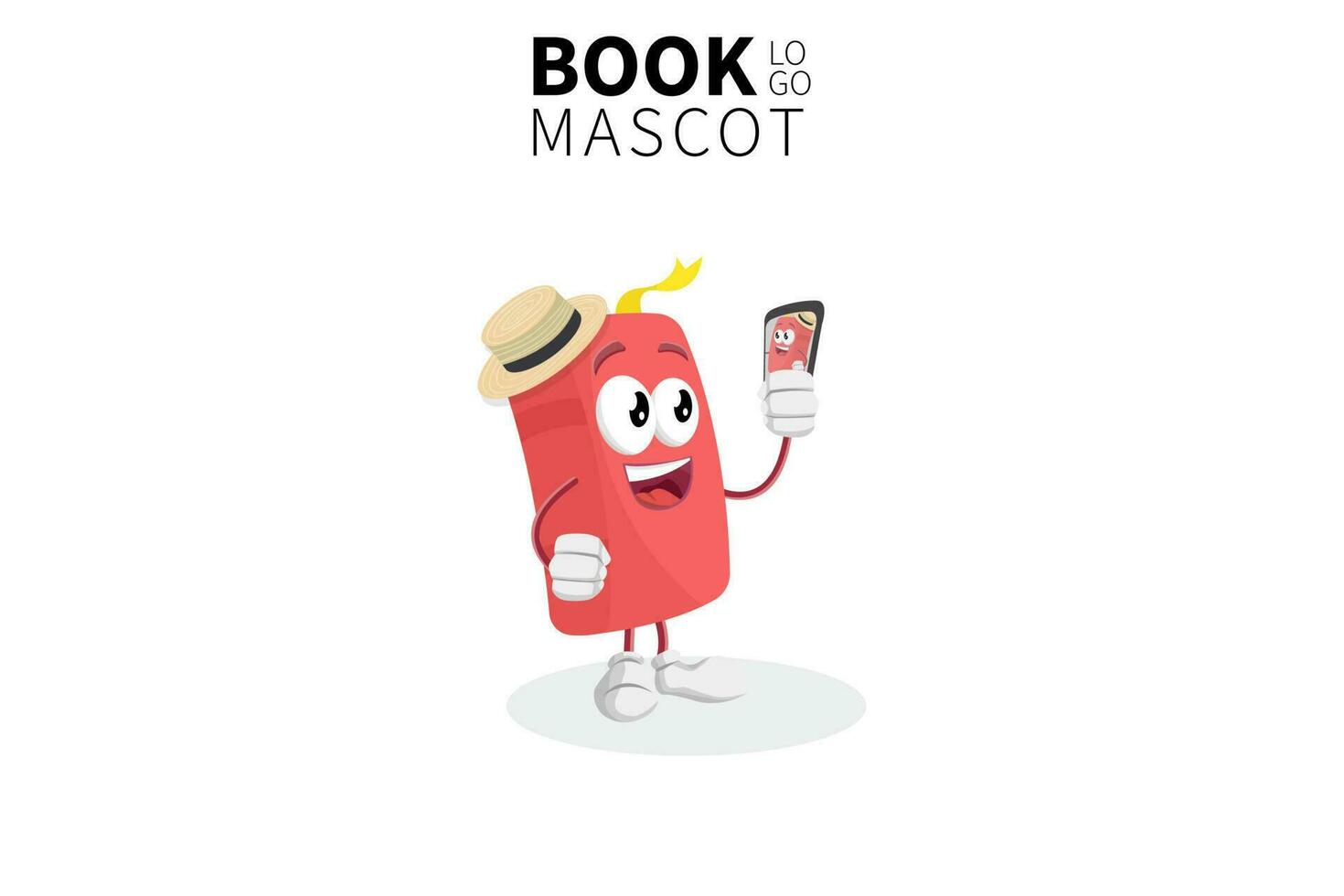 cartoon boek mascotte, vector illustratie van een schattige rode boek karakter mascotte