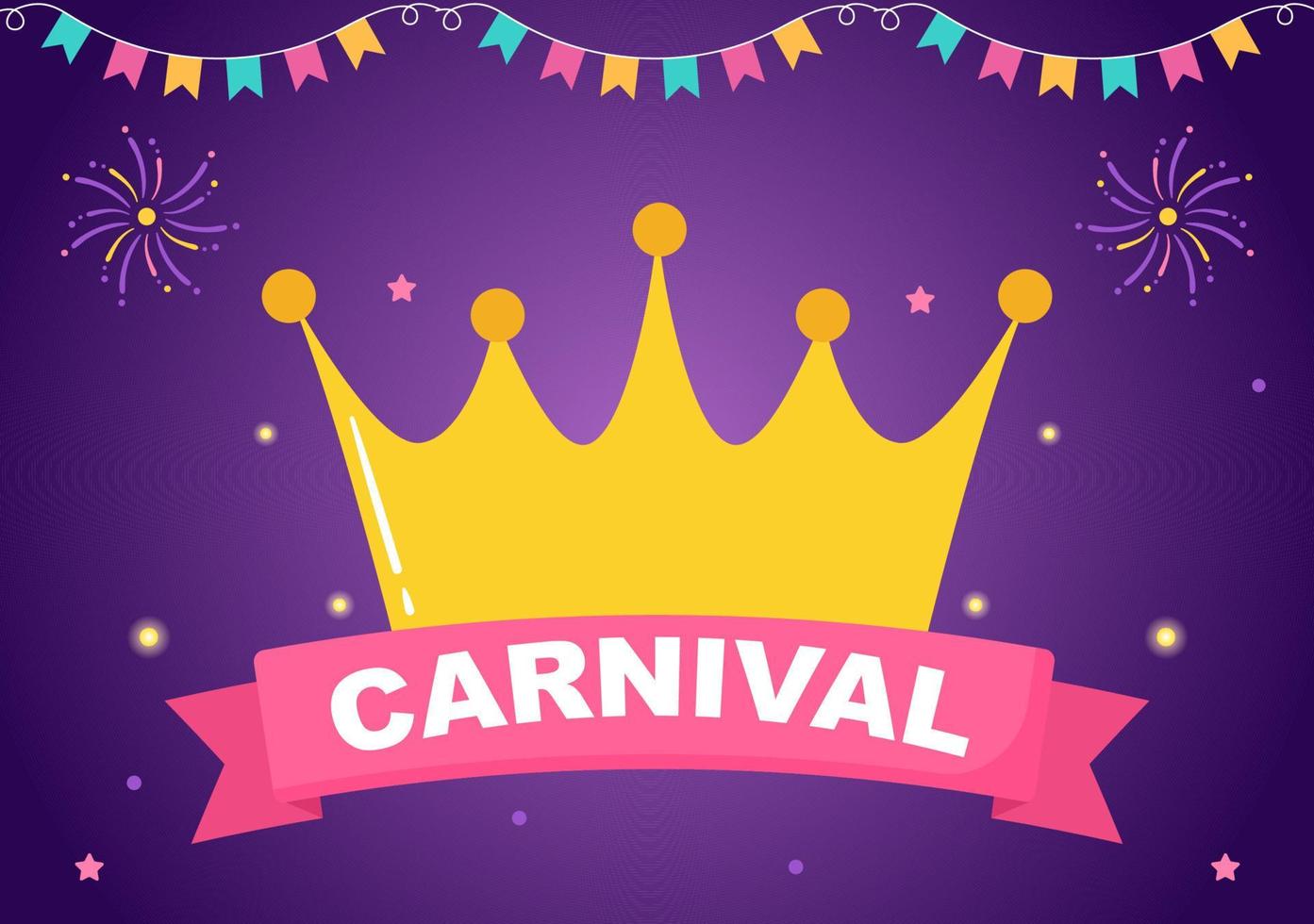 gelukkige carnaval viering achtergrond vectorillustratie. mensenfestival met kleurrijk feest, confetti, dans, muziek en heldere kostuums voor poster vector