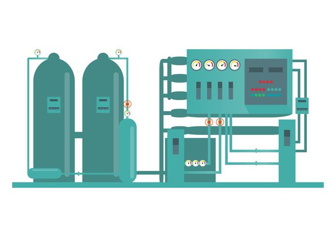 Industriële fabrieksmachine en vervaardiging procestechnologie in vlakke stijl vector