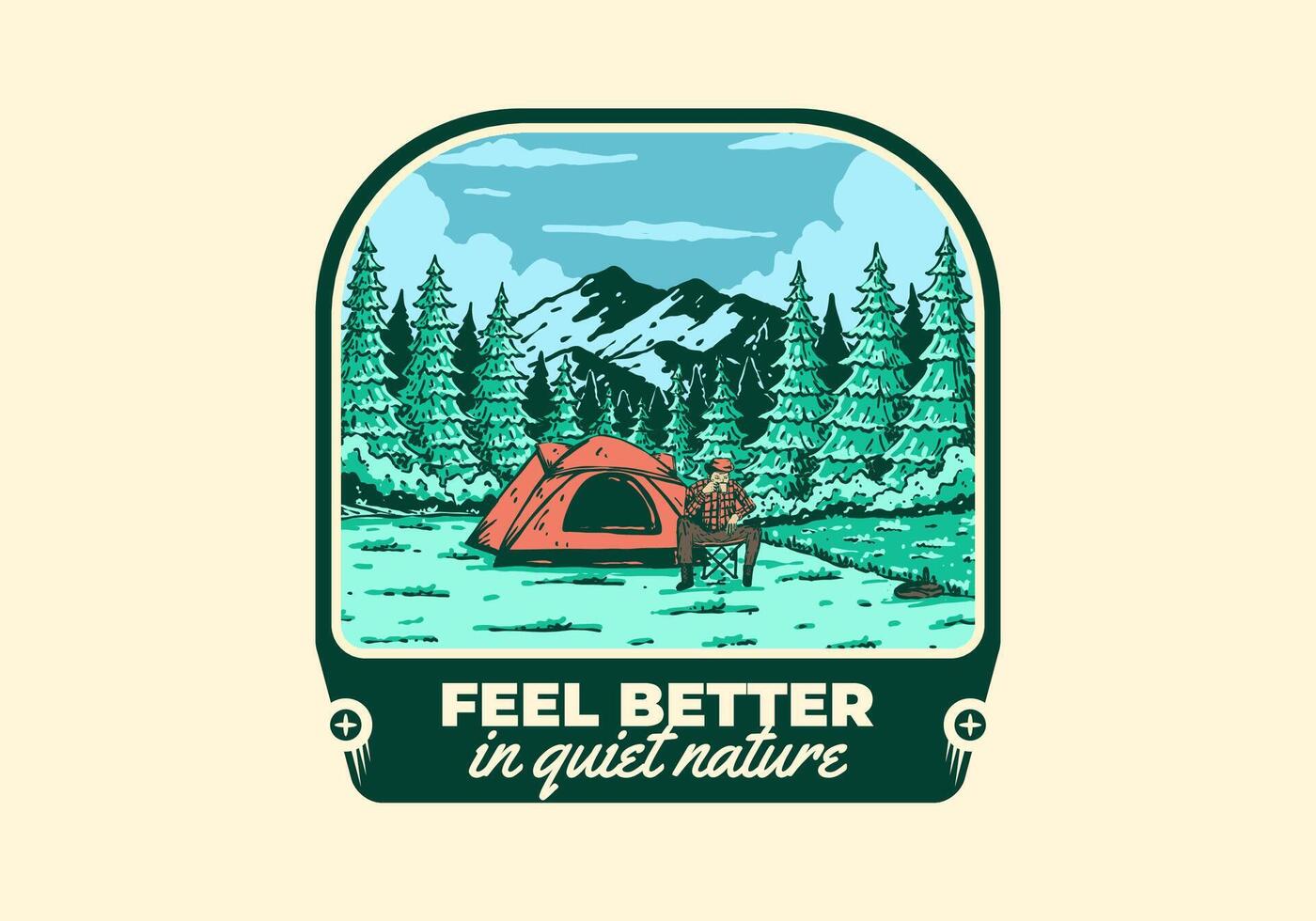 camping in natuur. wijnoogst buitenshuis illustratie ontwerp vector