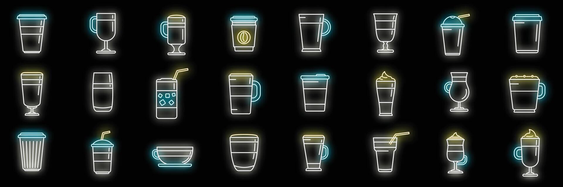 latte pictogrammen instellen vector neon