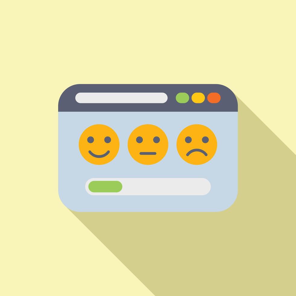 online web enquête icoon vlak vector. smiley mislukken emoji vector