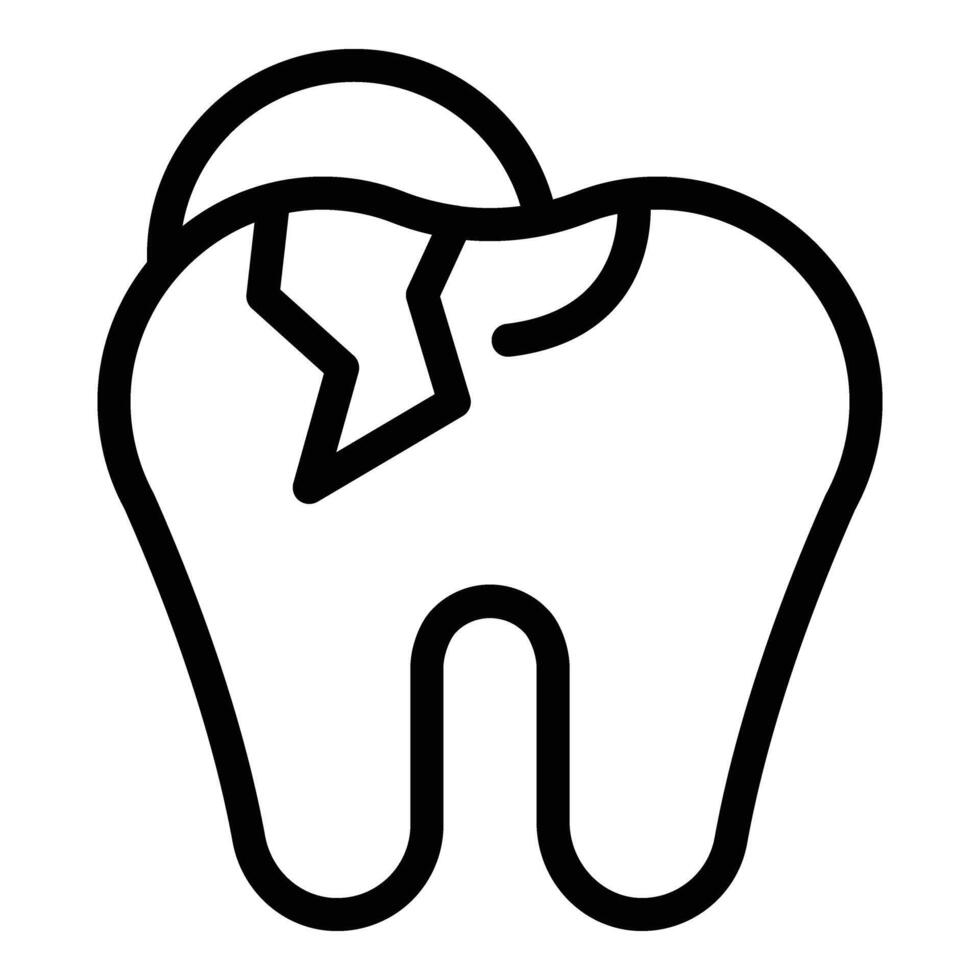 gebarsten tand pijn icoon schets vector. gebroken kies vector