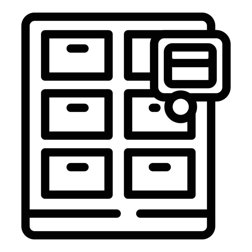 post kantoor op slot dozen icoon schets vector. opslagruimte pakket vector