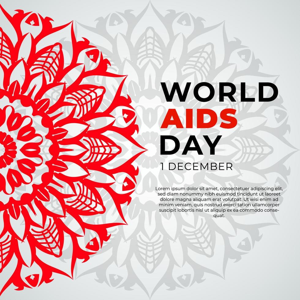 1 december wereld aids dag banner of kaartsjabloon en achtergrond met mandala vector