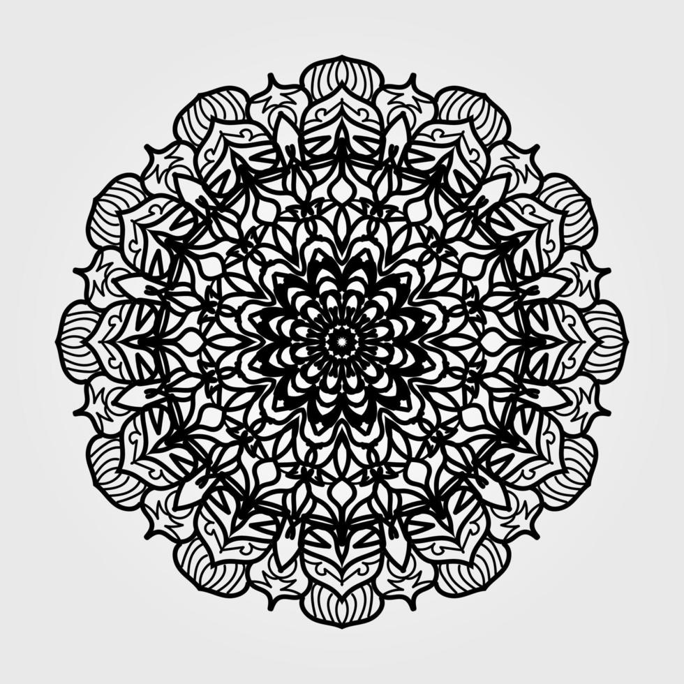 indian ornament zwart witte kaart met mandala vector