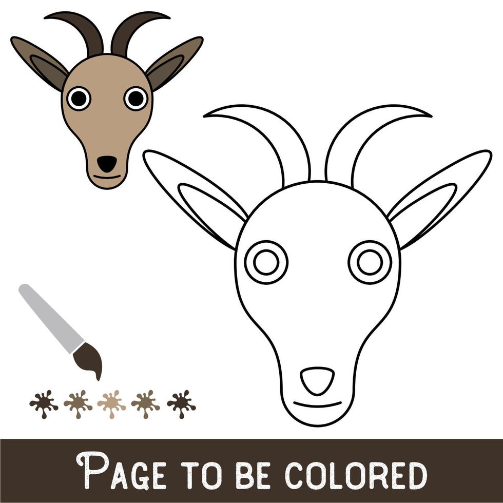 grappig geitengezicht om in te kleuren, het kleurboek voor kleuters met eenvoudig educatief spelniveau. vector