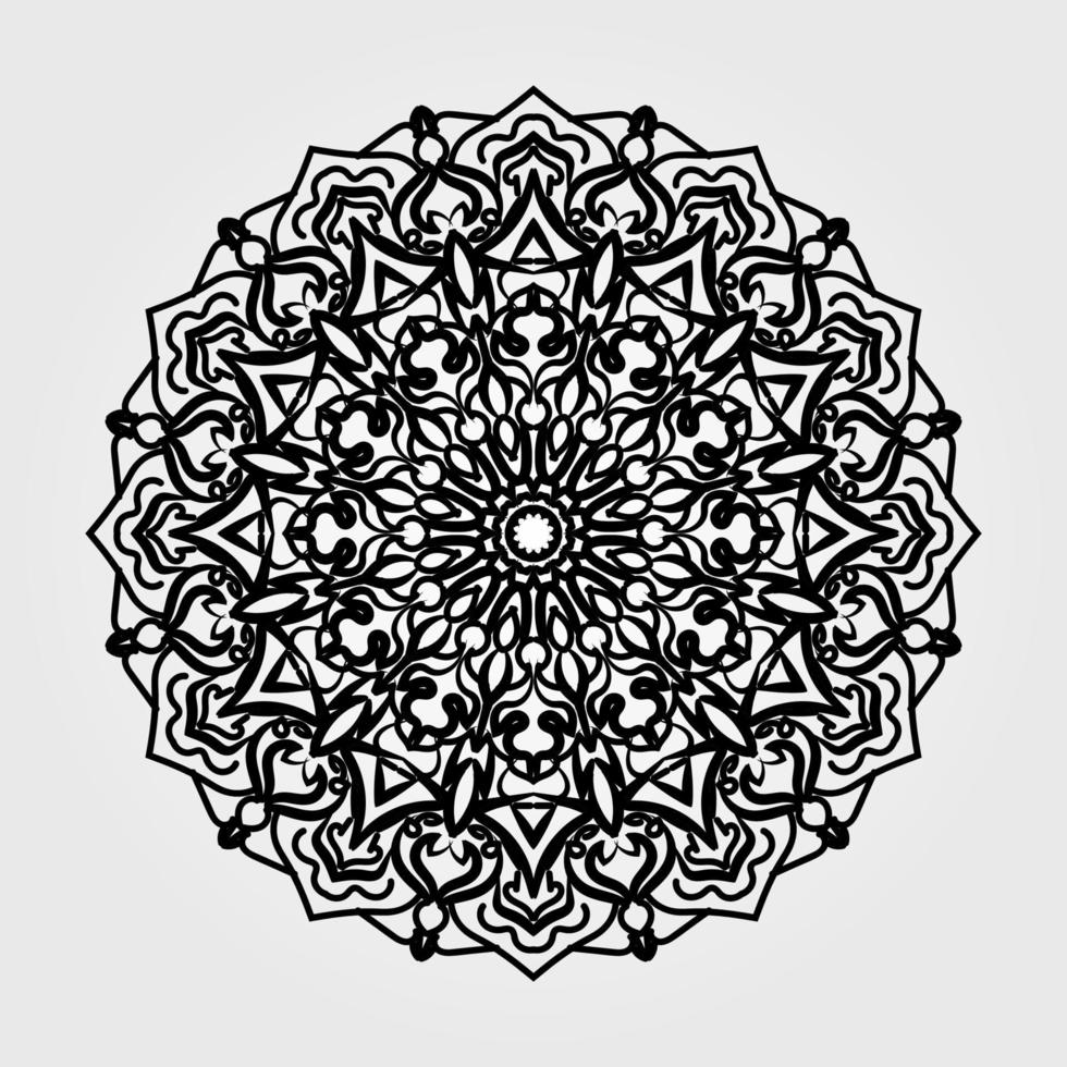 indian ornament zwart witte kaart met mandala vector