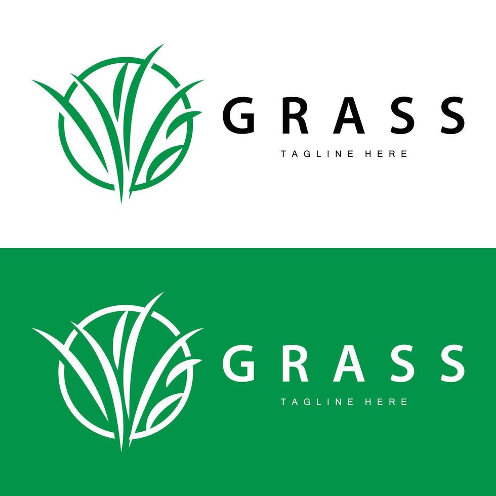 boerderij illustratie groen gras logo ontwerp gemakkelijk natuurlijk gras vector sjabloon