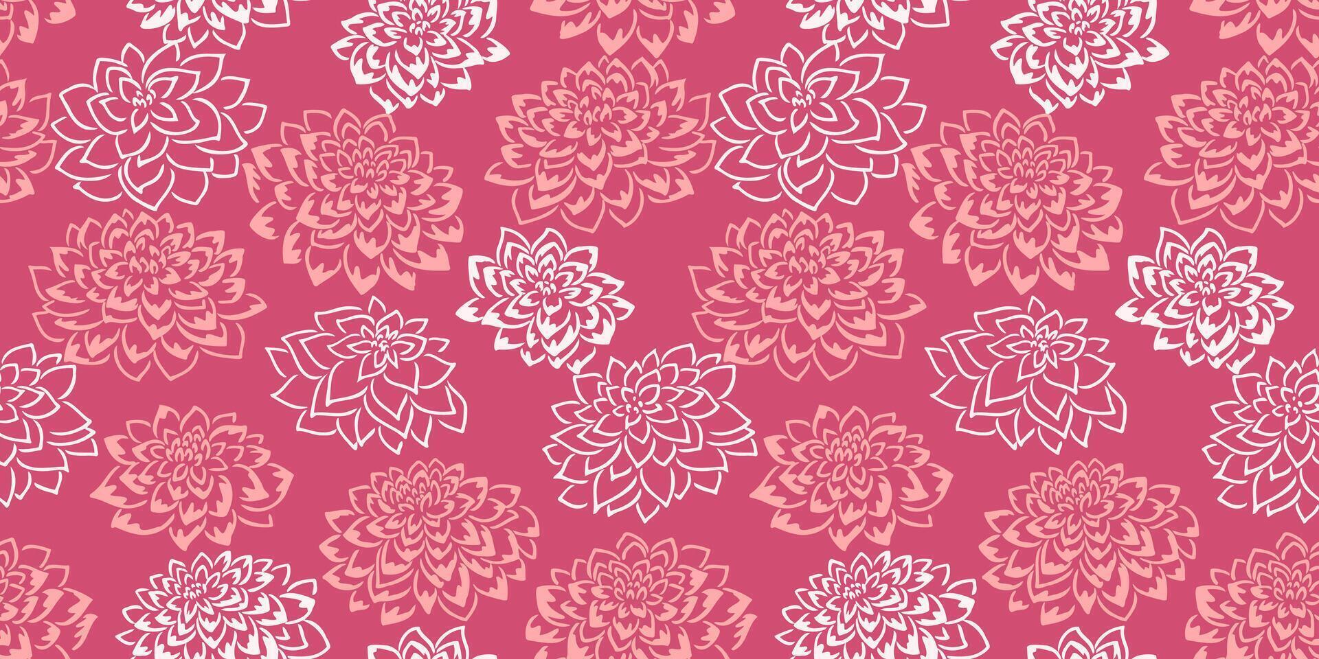 gemakkelijk abstract meetkundig bloemen naadloos patroon. creatief vormen bloemen heet roze afdrukken. vector hand- getrokken schetsen. sjabloon voor ontwerpen, textiel, oppervlakte ontwerp, kleding stof