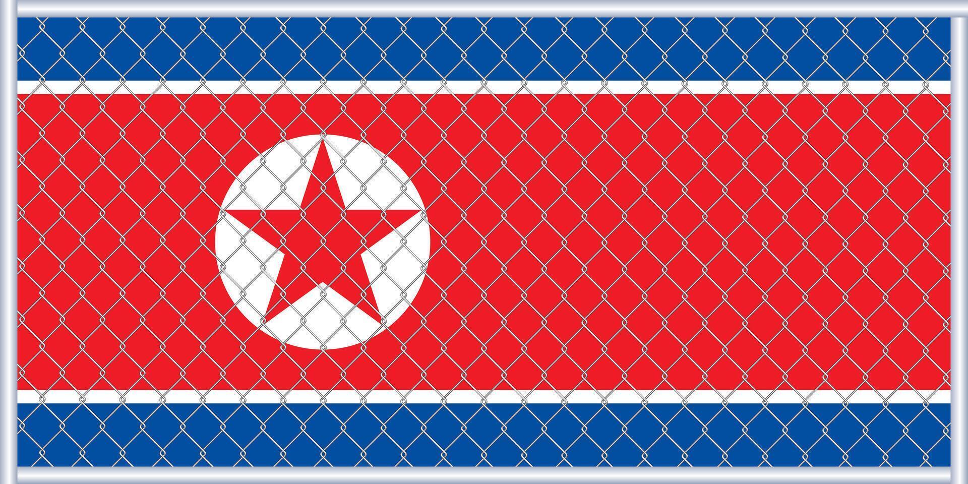 vector illustratie van noorden Korea vlag onder de rooster. concept van isolationisme.