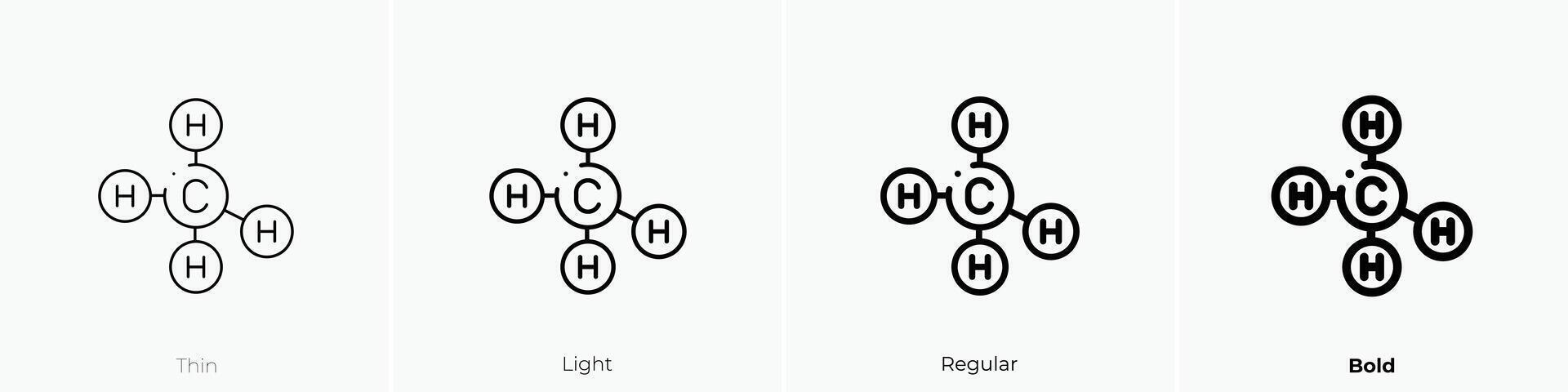 methaan icoon. dun, licht, regelmatig en stoutmoedig stijl ontwerp geïsoleerd Aan wit achtergrond vector