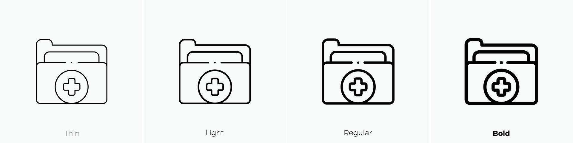 medisch map icoon. dun, licht, regelmatig en stoutmoedig stijl ontwerp geïsoleerd Aan wit achtergrond vector