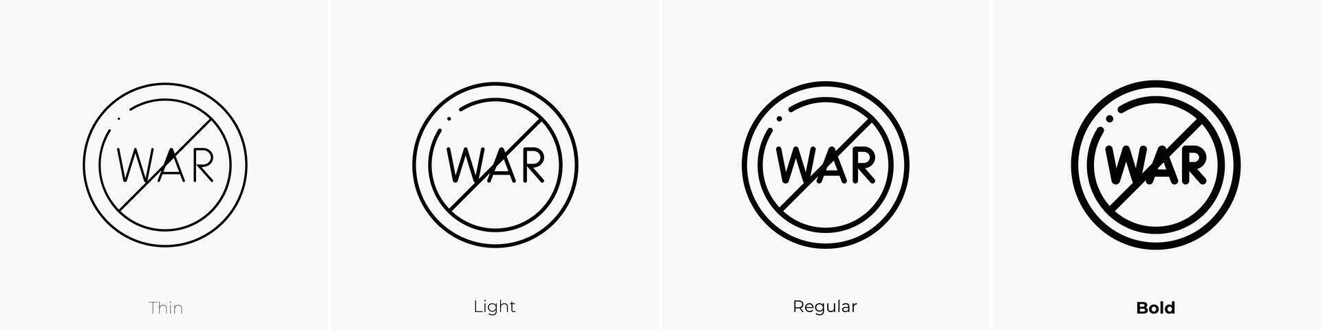 Nee oorlog icoon. dun, licht, regelmatig en stoutmoedig stijl ontwerp geïsoleerd Aan wit achtergrond vector