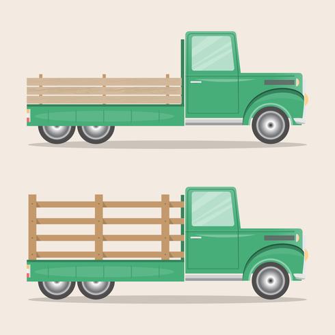 verzameling van oude retro pick-up truck levering binnen boerderij vector