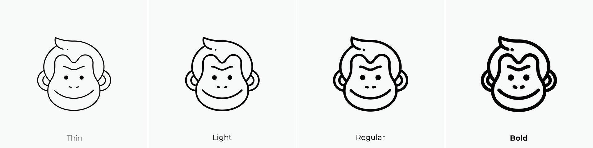 aap icoon. dun, licht, regelmatig en stoutmoedig stijl ontwerp geïsoleerd Aan wit achtergrond vector