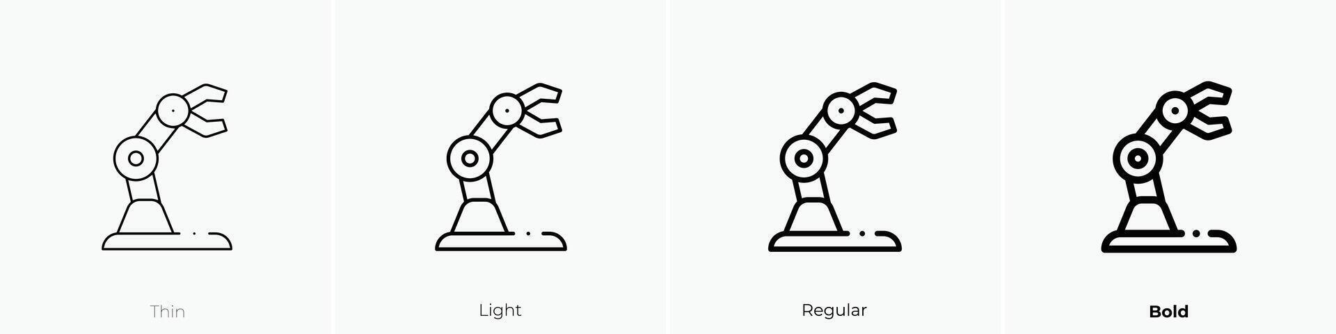 mechanisch arm icoon. dun, licht, regelmatig en stoutmoedig stijl ontwerp geïsoleerd Aan wit achtergrond vector