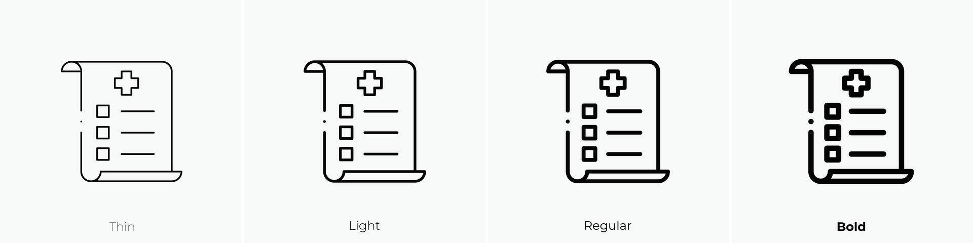 medisch voorschrift icoon. dun, licht, regelmatig en stoutmoedig stijl ontwerp geïsoleerd Aan wit achtergrond vector