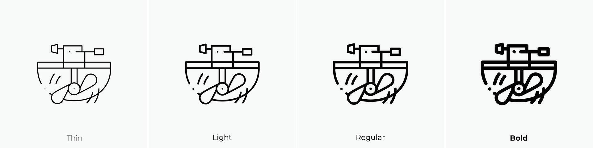 motorboot icoon. dun, licht, regelmatig en stoutmoedig stijl ontwerp geïsoleerd Aan wit achtergrond vector