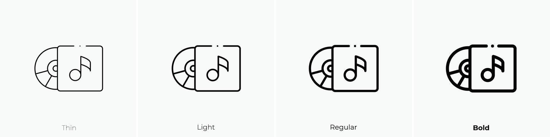 muziek- album icoon. dun, licht, regelmatig en stoutmoedig stijl ontwerp geïsoleerd Aan wit achtergrond vector