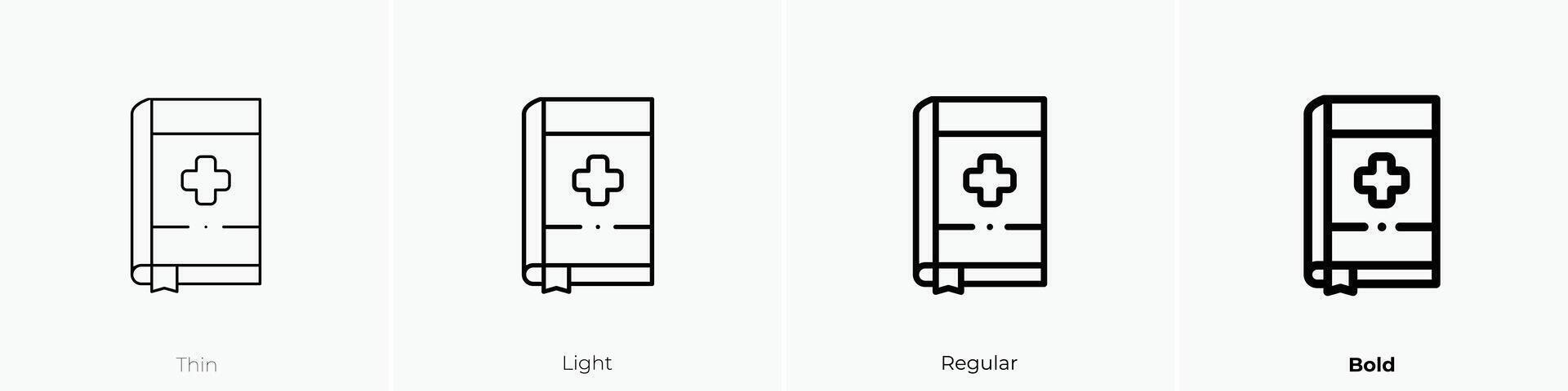 medisch boek icoon. dun, licht, regelmatig en stoutmoedig stijl ontwerp geïsoleerd Aan wit achtergrond vector