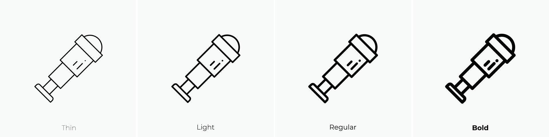 monoculair icoon. dun, licht, regelmatig en stoutmoedig stijl ontwerp geïsoleerd Aan wit achtergrond vector