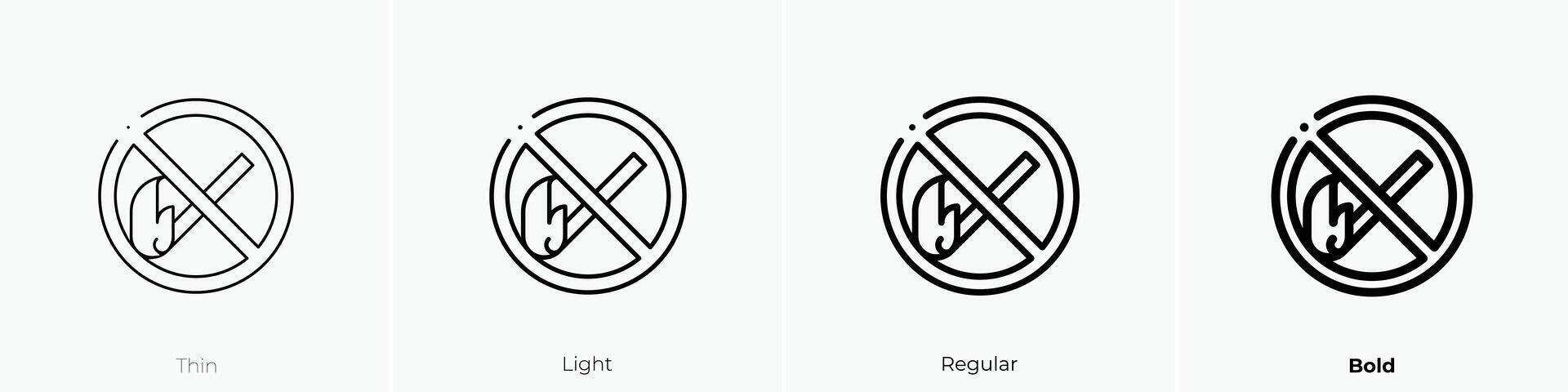 Nee brand icoon. dun, licht, regelmatig en stoutmoedig stijl ontwerp geïsoleerd Aan wit achtergrond vector