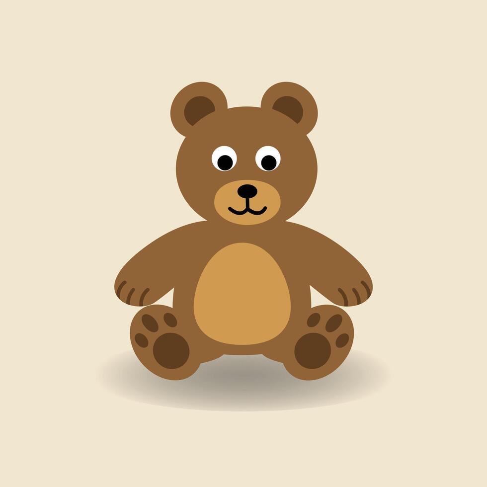 schattig beer tekenfilm. vector illustratie.baby bruin beer zittend met geel achtergrond.alfabet dier concept
