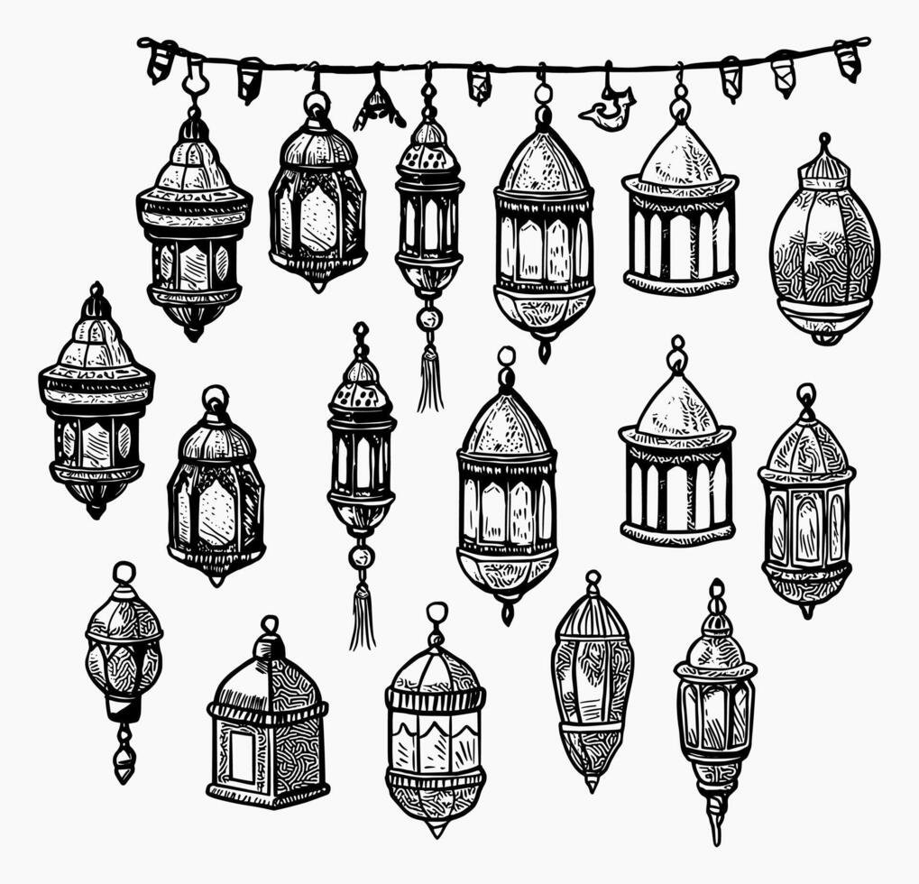 verzameling van Ramadan lantaarn. vector illustratie