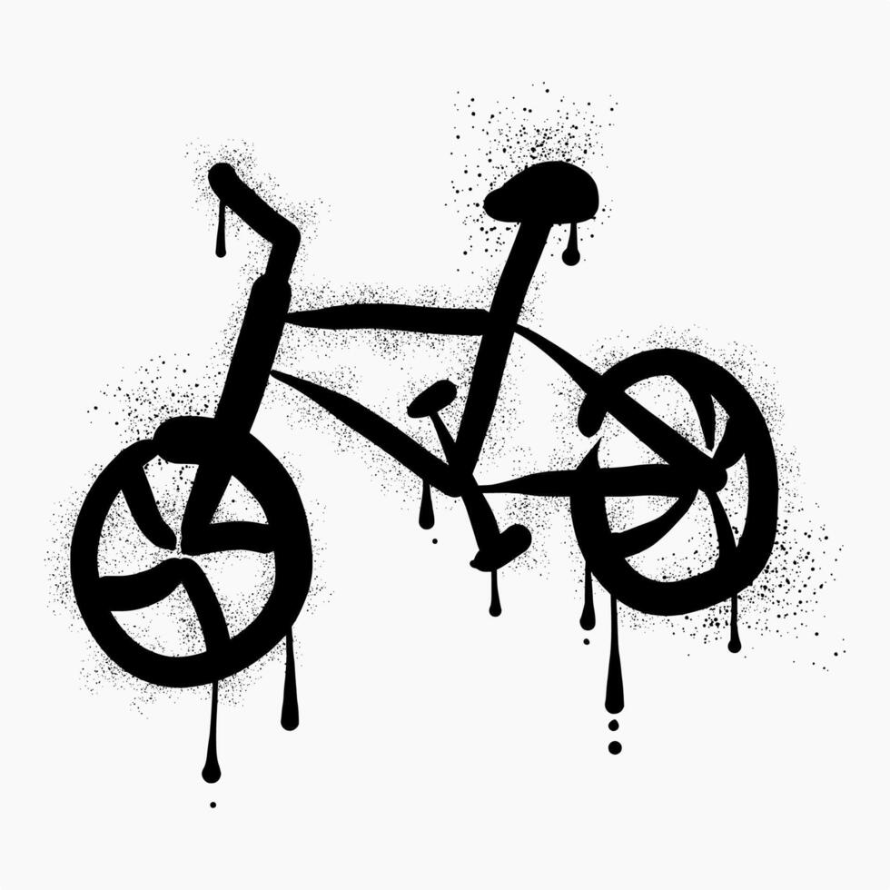 fiets graffiti getrokken met zwart verstuiven verf vector