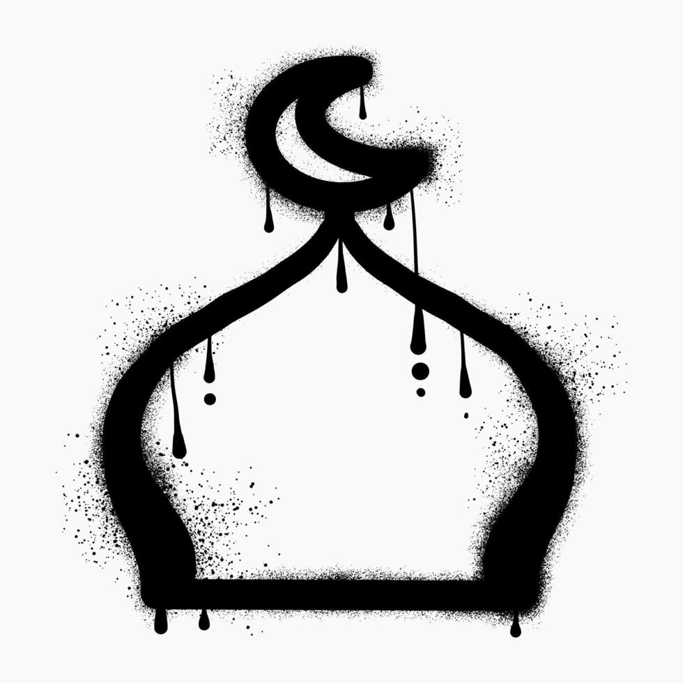 moskee koepel graffiti getrokken met zwart verstuiven verf vector