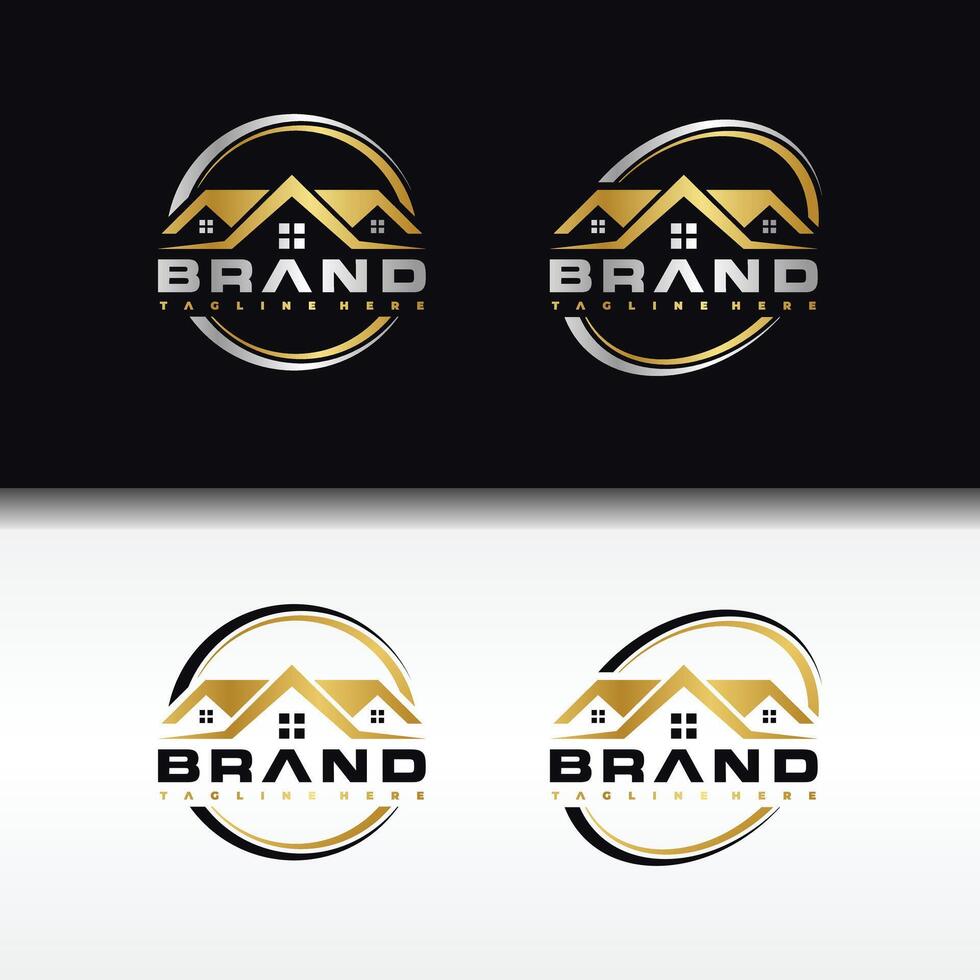 echt landgoed cirkel luxe bundel logo vector