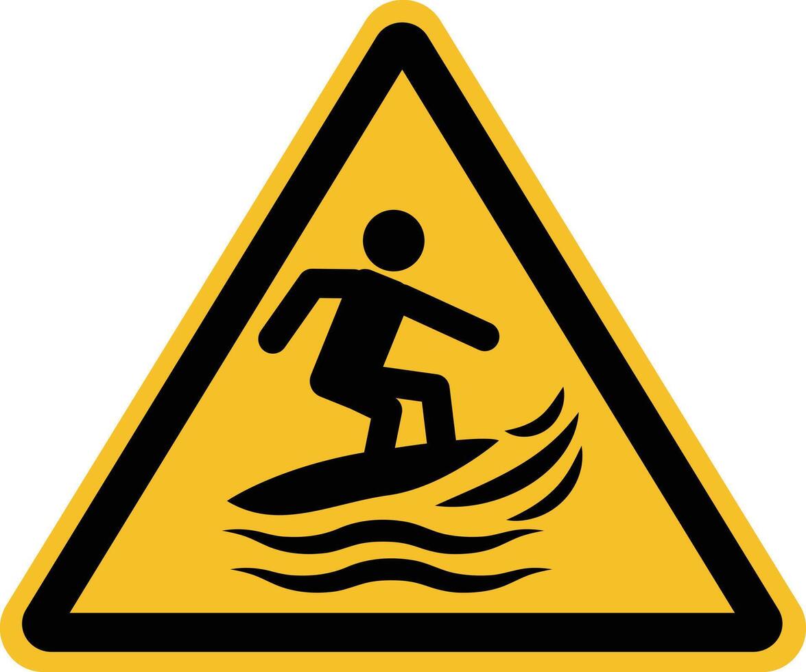 voorzichtigheid surfboard botsen met mensen in water icoon. surfen ambacht Oppervlakte teken. surfplanken symbool. vlak stijl. vector