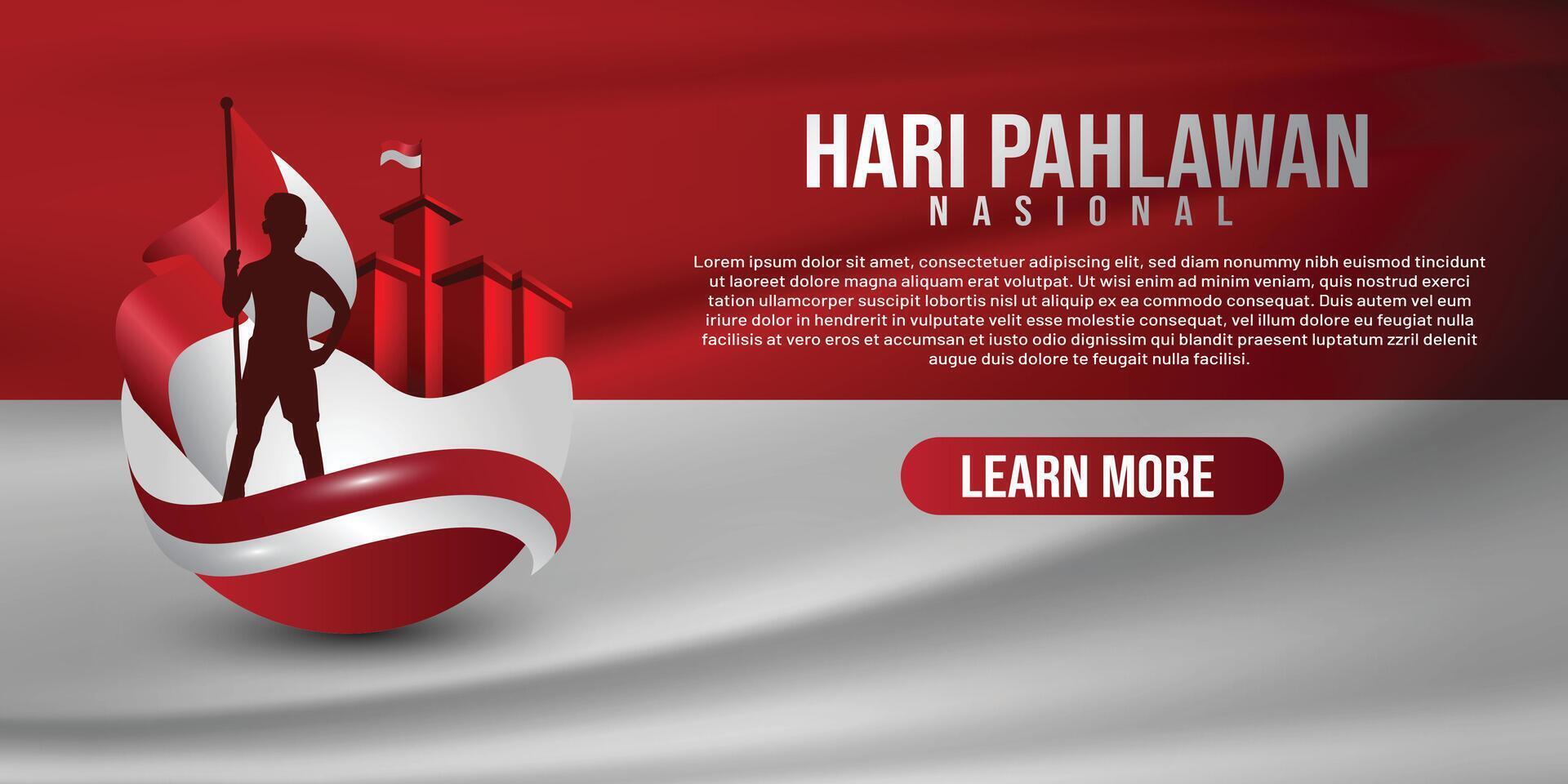groet kaart van gelukkig heroes dag hari pahlawan Indonesië vector