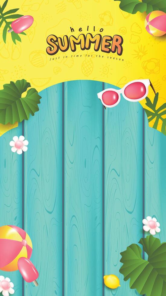 zomer Promotie poster banier met zomer tropisch strand gevoel achtergrond en kopiëren ruimte vector