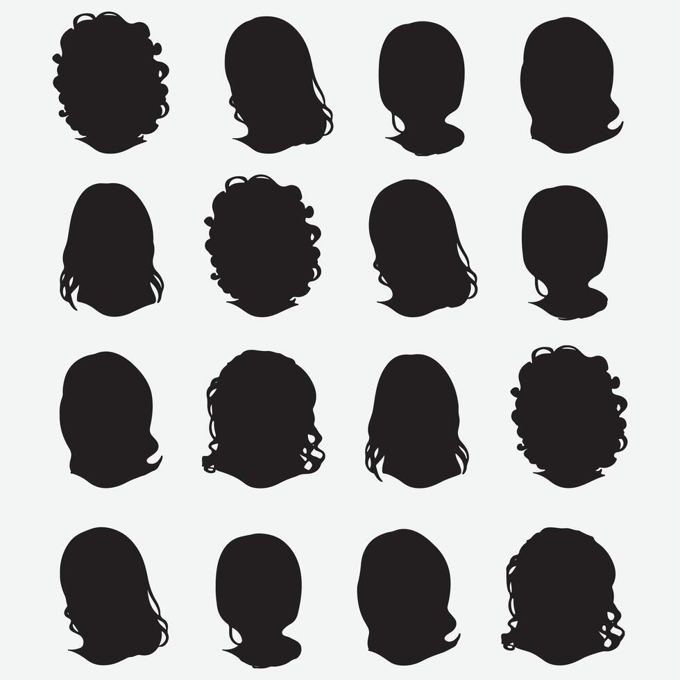 etherisch machtiging, een verzameling van voortreffelijk vrouw hoofd avatar silhouetten vector