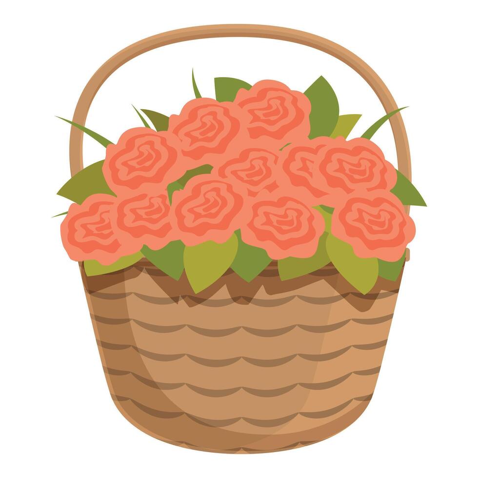 rood rozen mand icoon tekenfilm vector. seizoen plantkunde geschenk vector