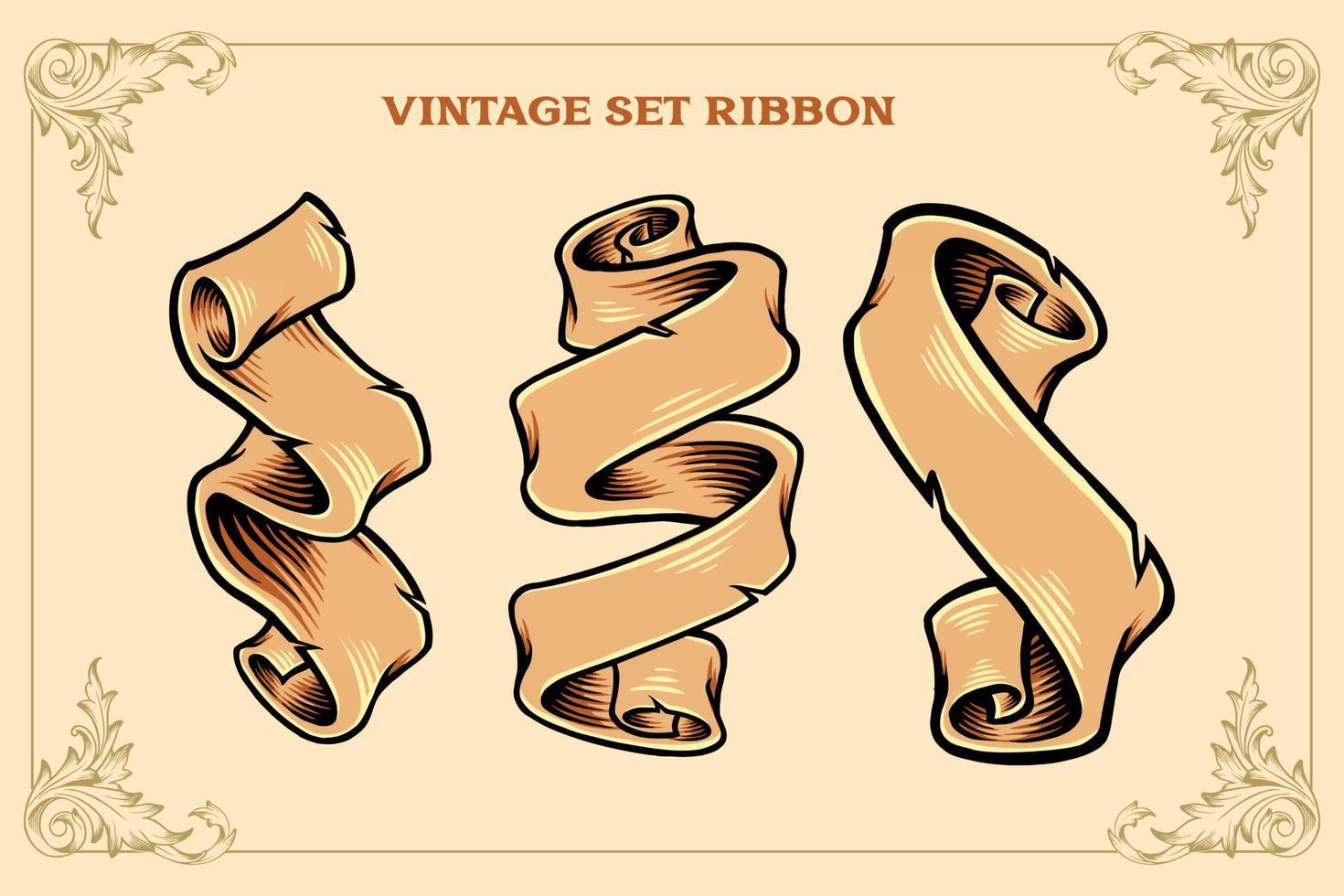 vintage set lint illustraties vector