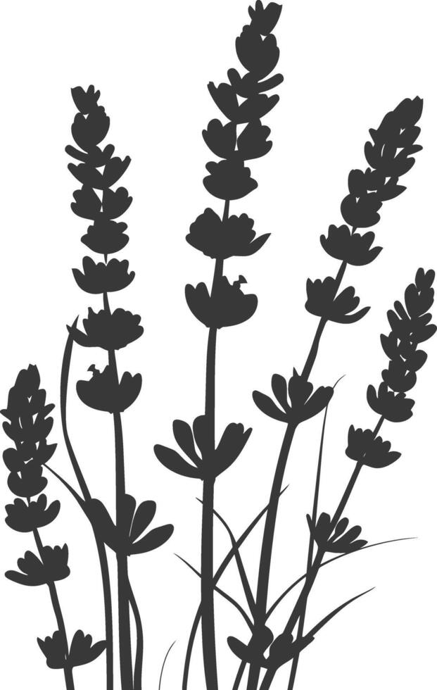 ai gegenereerd silhouet lavendel bloem zwart kleur enkel en alleen vector