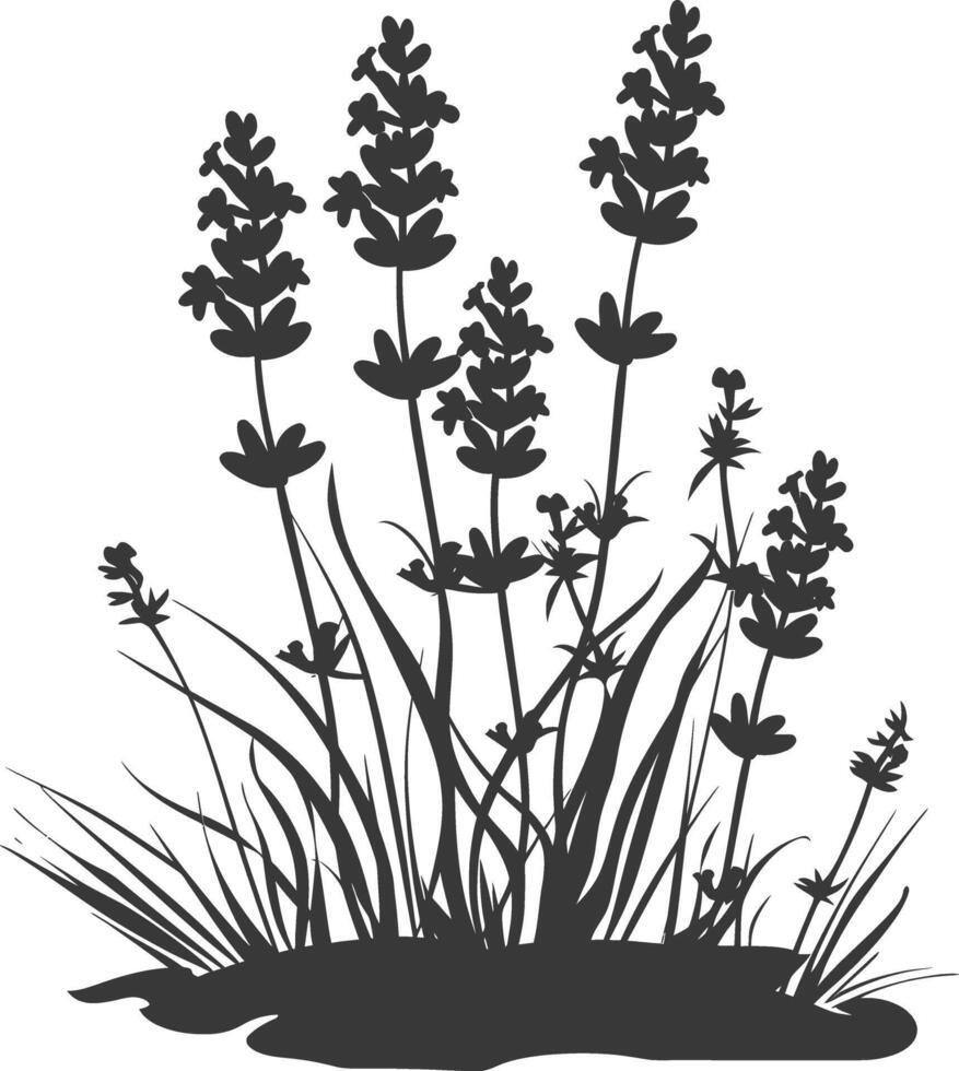 ai gegenereerd silhouet lavendel bloem in de grond zwart kleur enkel en alleen vector