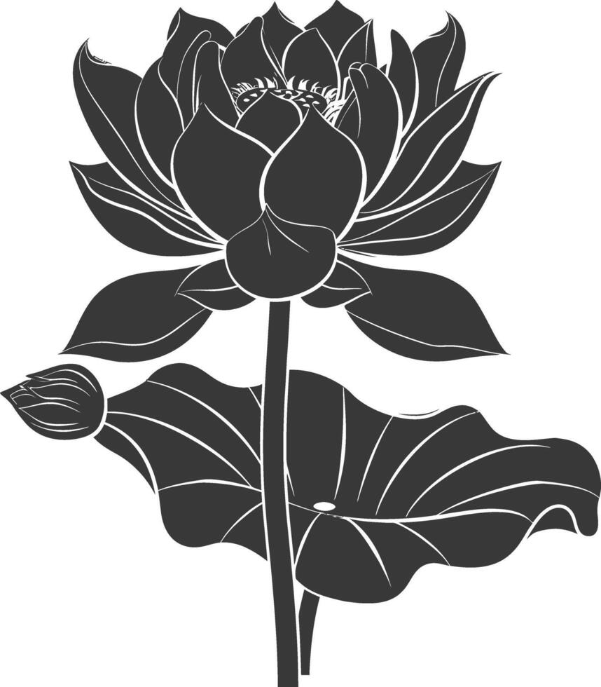 ai gegenereerd silhouet lotus bloem zwart kleur enkel en alleen vector
