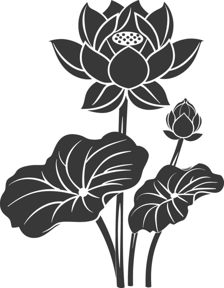 ai gegenereerd silhouet lotus bloem zwart kleur enkel en alleen vector