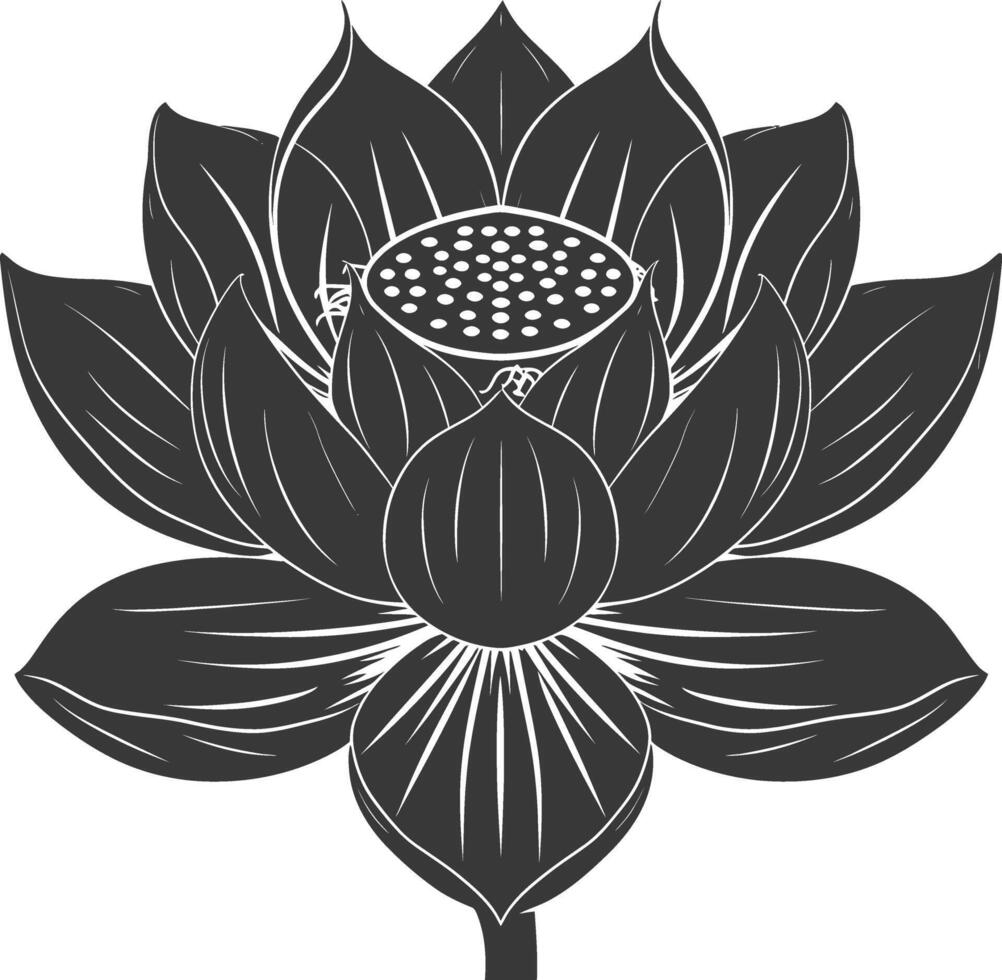 ai gegenereerd silhouet lotus bloem zwart kleur enkel en alleen vector